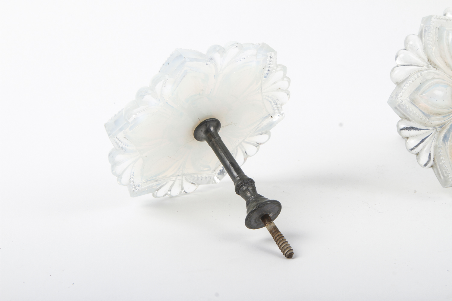 Antique Boston & Sandwich Opalescent Pressed Glass Curtain Tiebacks EBTH